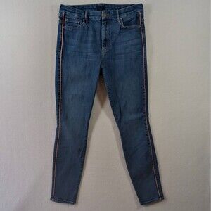 MOTHER Skinny Jeans in Blue with gold Accents